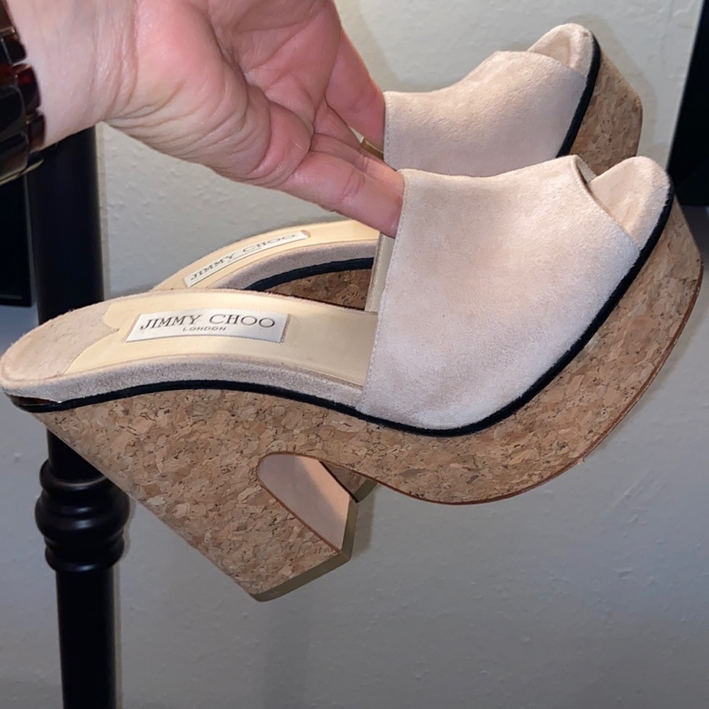 Jimmy Choo nude wedges